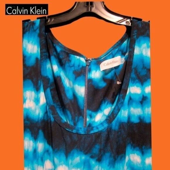 Calvin Klein NWOT ADRITC BLU Tie Dye Drawstring Jumpsuit 12 - Picture 4 of 11